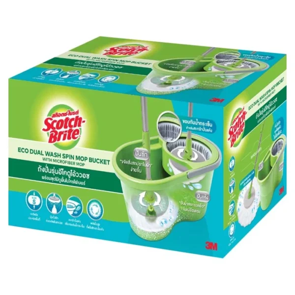 สก๊อตช์-ไบรต์ ชุดถังปั่นอีโคดูโอ้ววอช พร้อมไม้ถูพื้นไมโครไฟเบอร์